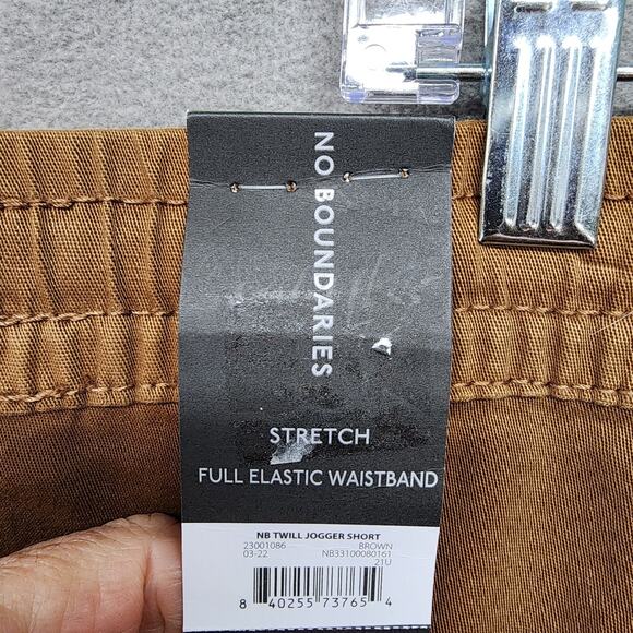 NWT No Boundaries Men’s XL 40-42 Jogger Shorts Brown Stretch Twill Elastic Waist - Picture 8 of 13